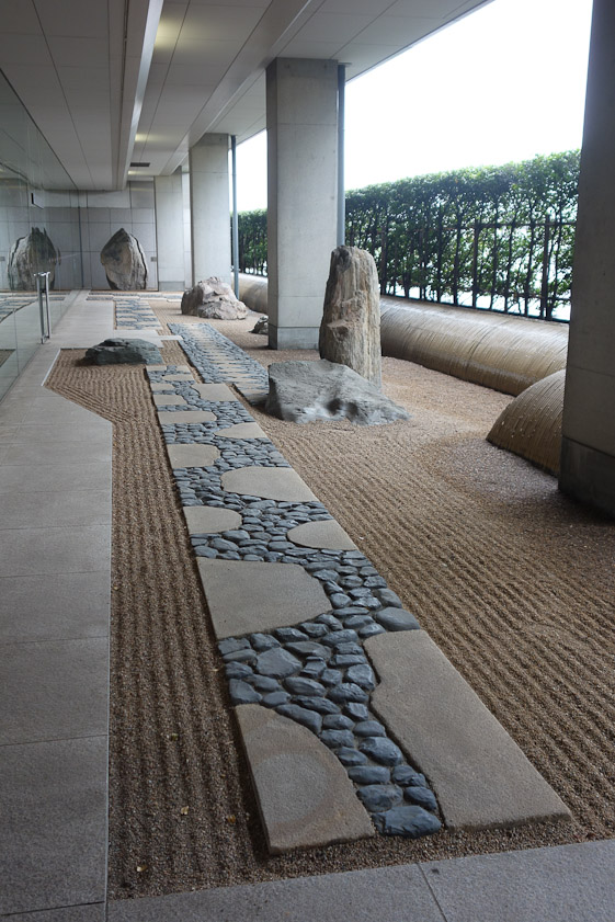 This stone garden is on the opposite side of the building.