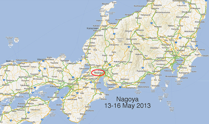 After three nights we left Tokyo for Nagoya on 13 May. Nagoya is a ceramics center with an excellent ceramic museum, a good gallery, and close to several traditional ceramics production areas (Seto, Mino, Tajimi, Toki, Tokoname).