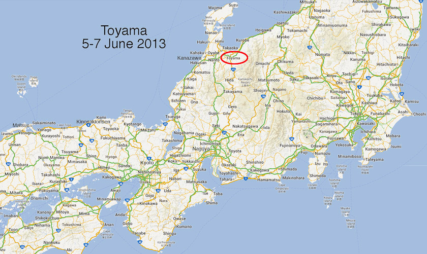 After six nights in Kanazawa we hopped over to Toyama, a 36 minute ride. One of Mariana's visiting Ikenobo ikebana professors lived there, so we thought we might see her. It is also capital of its prefecture, and had some sights to see.