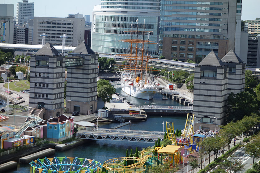 In the morning in Yokohama we could see this four-masted sailing ship from our room.