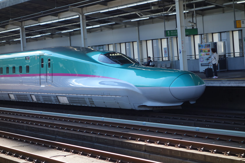 We didn't ride one of these Hayabusa (Peregrine Falcon) shinkansen, which goes north from Tokyo. It's the latest class of shinkansen.