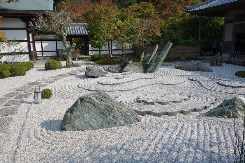 The modern dry stone garden at Enko-ji surprised us.