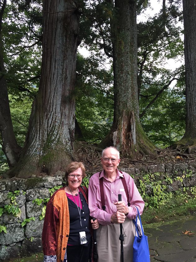 We smiled for the Chinese tourist who took this picture of us as we were descending to our hotel after a day looking at Rinnoji and the Toshogu.