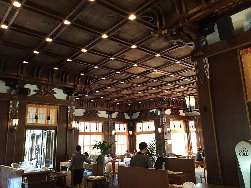 The dining room at th Fujyiya Hotel in Hakone.