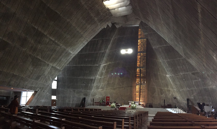 The Catholic cathedral for Japan, St. Mary's, is across the street from the Chinzanso Hotel.