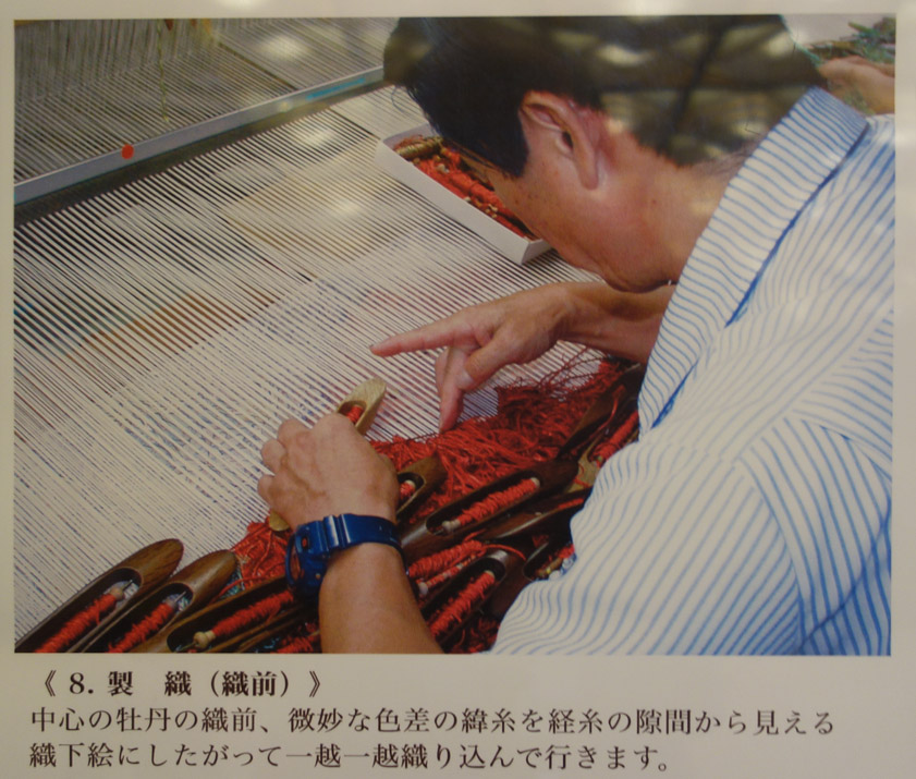 Tapestry weaver at work.