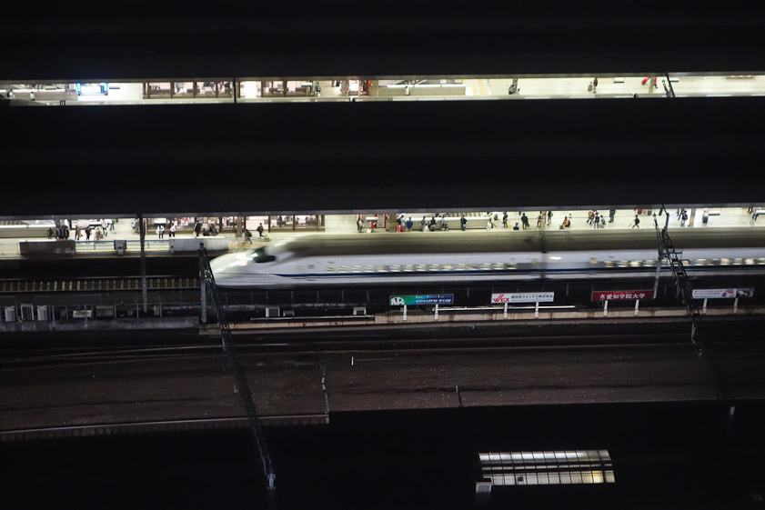 Looking down from our room at the shinkansen tracks in JR Station.