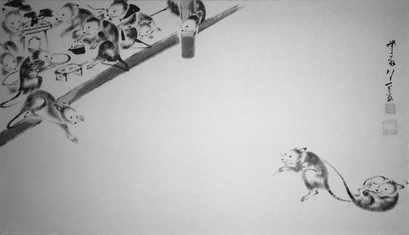 Jakuchū also did this pen and ink painting 