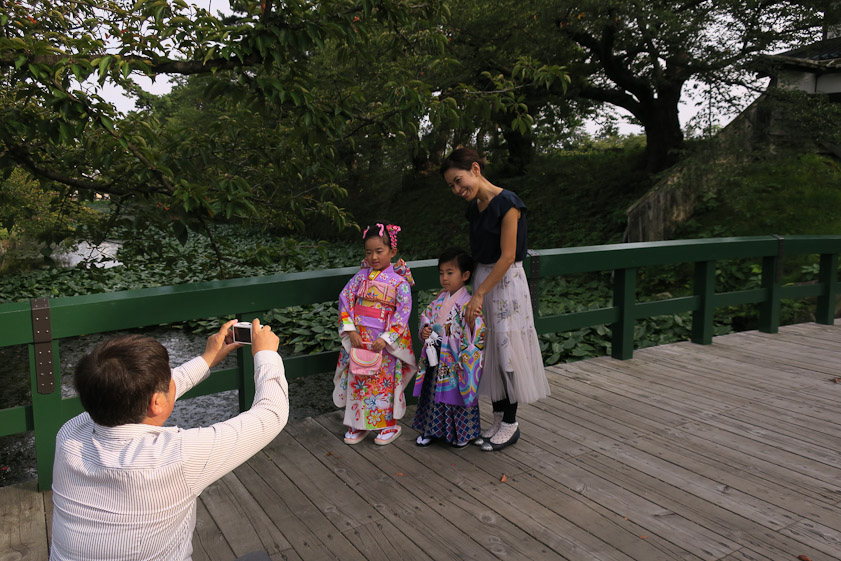 There was a costume competition at the castle to which this family was headed.