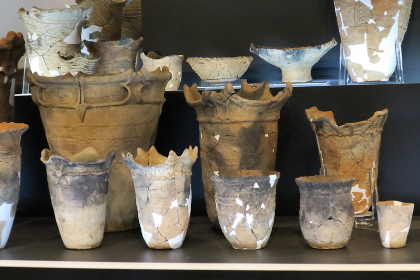 Some of the many Jomon pots found at the Sannai-Maruyama site.