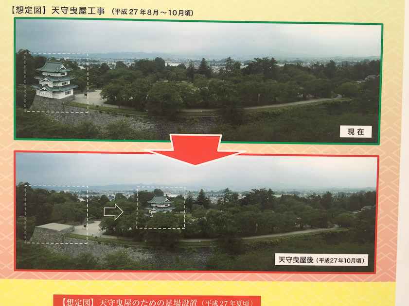 The castle foundation was damaged in an earthquake in 1983, and in 2015 it was moved to allow reconstruction of the foundation.