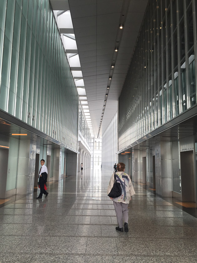 Multiple elevators on the 2d floor of the tower. Choosing the right elevator was confusing, but you had to change at least once to get from the street to the hotel.