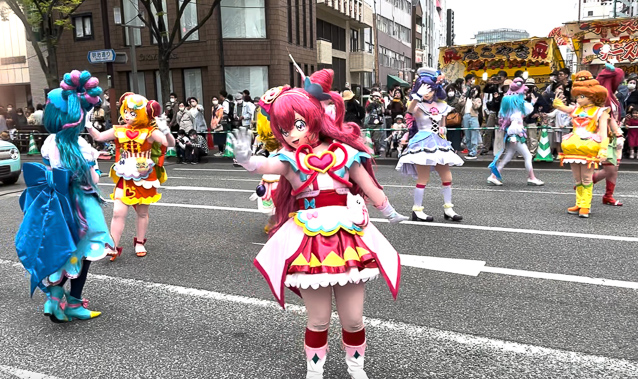 This grou of women wore anime character costumes
