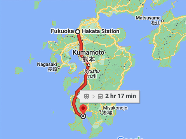 The shinkansen connects 3 major cities on Kyushu.