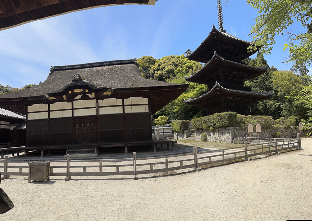 The Toin Kanjodo Hall on the left nouses the mausoleum of Chisho Daishi, the temple’s founder. The current building was built in Keicho era (1596-1615)