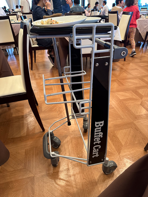 These caddies made fetching my meal a lot easier, since one hand was using a cane.