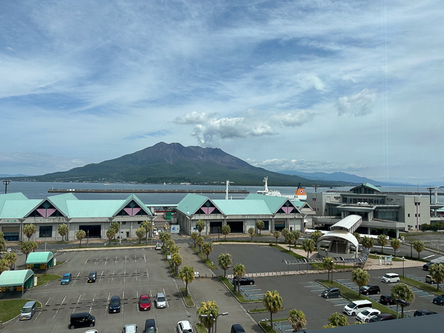 View of Sakurajima from the aquarium