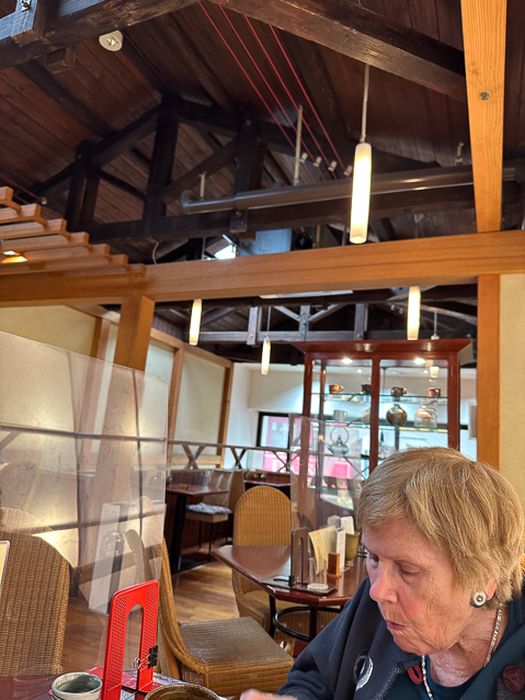 The sweets to take away were sold downstairs, and eat in was upstairs.