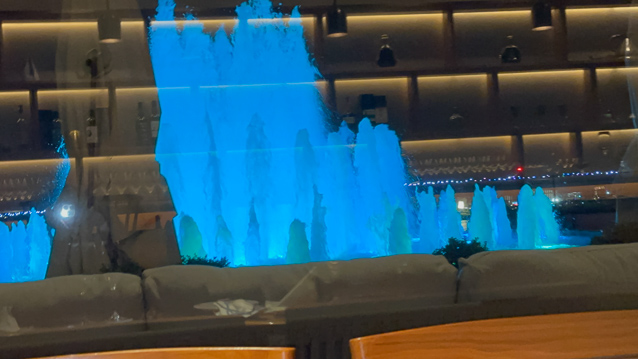 The colored fountain lights changed