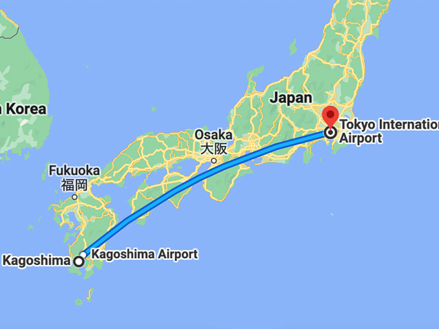 Our flight back to Tokyo lasted 1:40.
