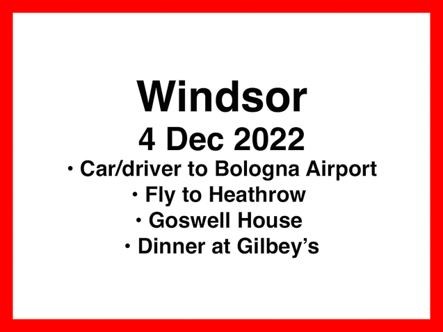 To get back to England we took a car for hire at €200 to the airport at Bologna, then caught a flight to Heathrow.