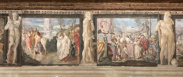 The frescoes illustrate the lives of Jason, Medea, Europa and Aeneas.
