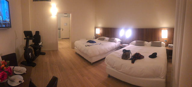Our room was under-furnished and had an exercise bike which we didn't want. The hotel is the renovated Maccaferri Palace. Its history is interestig. https://www.iporticihotel.com/i-portici-hotel/maccaferri-palace/?lang=en