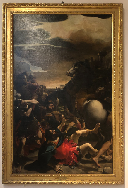 ACTS 9:3-4  3 As he journeyed he came near Damascus, and suddenly a light shone around him from heaven. 4 Then he fell to the ground, and heard a voice saying to him, “Saul, Saul, why are you persecuting Me?” Analysis of Acts suggests that Saul and his group were on foot, but the artistic formula includes a horse.