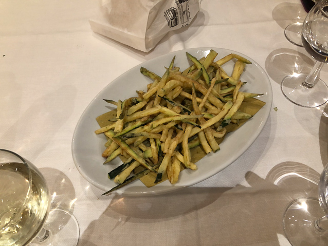 Fried zucchini was a familiar side dish on this trip.