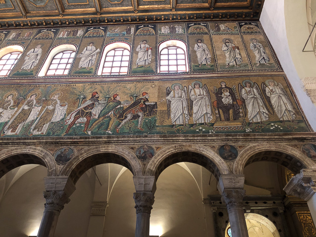 The north procession is led by the Three Magi offering gifts to Mary and her Baby.