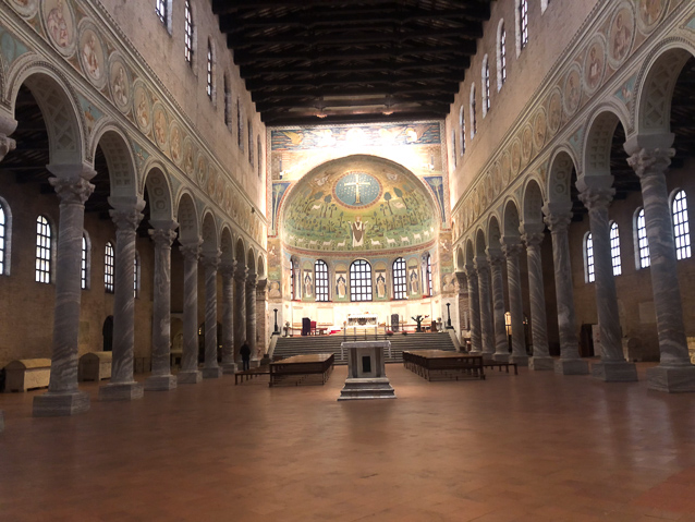 Work on Sant'Apollinare in Classe started at the beginning of 6th century by order of Bishop Ursicinus, using money from the Roman banker Iulianus Argentarius. It is contemporary with San Vitale in Ravenna, which was also paid for by Argentarius.