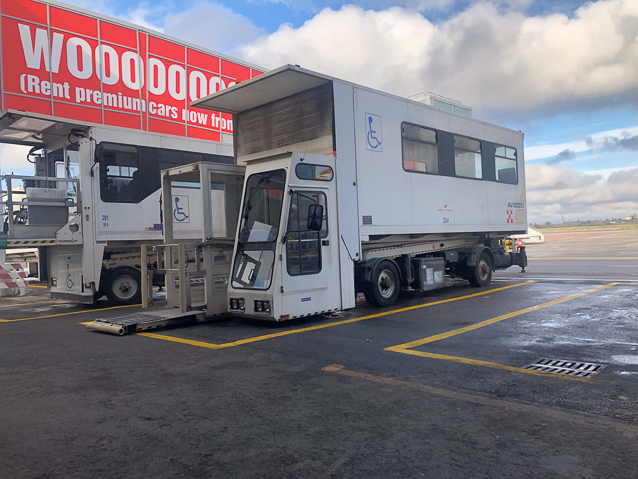 At Bologna airport are I used a wheelchair, which was carried to the airplane by this van.
