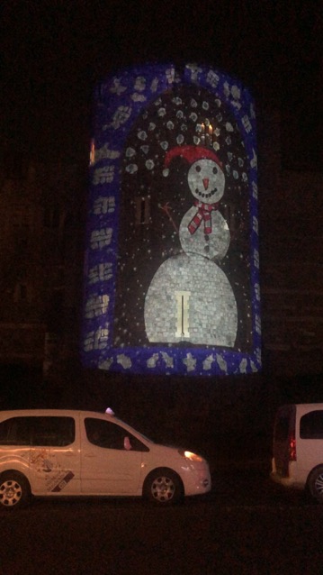 This light show was projected onto a tower at the east end of Windsor castle.