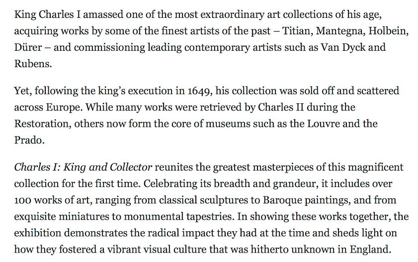 The show was crowded, and I wasn't sympathetic to Charles I or many of the pictures. Tea afterwards was excellent.