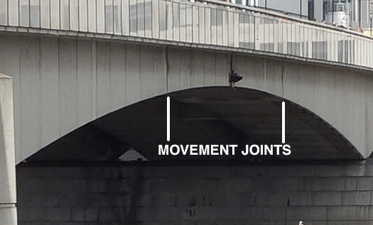 This blowup shows the suspended span between the north and south cantilever beams.