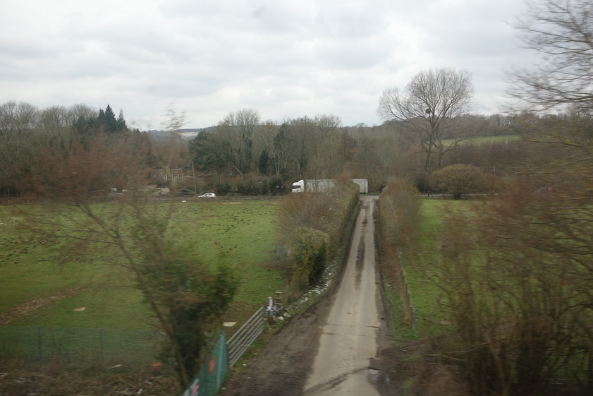 The scenery was bucolic but the high speed train was delayed by works or something elsewhere in the system. We were an hour late by the time I took this picture