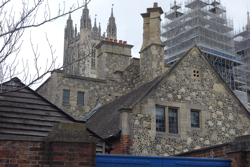 The Cathedral looms behind the school.