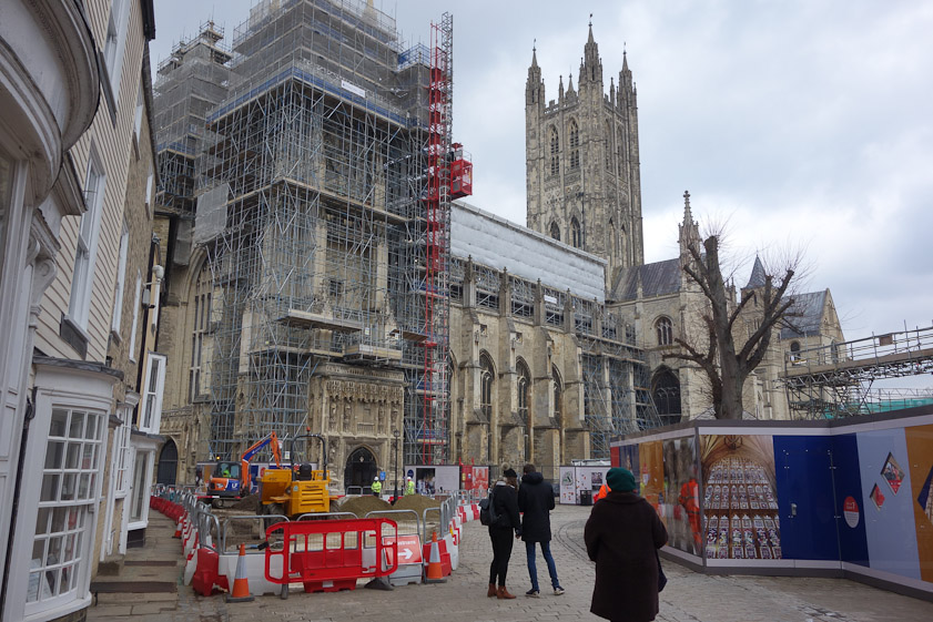 Restoration works cluttered the outside of the cathedral.