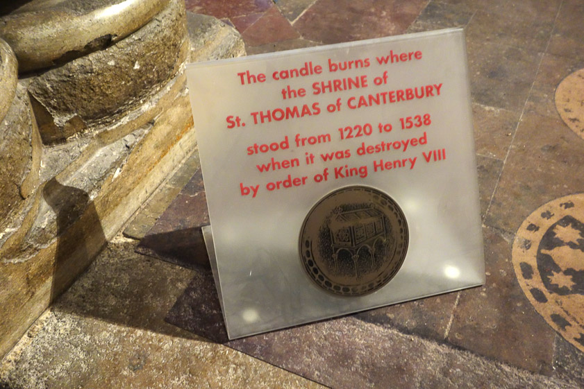 Little label at the east end of Trinity Chapel.