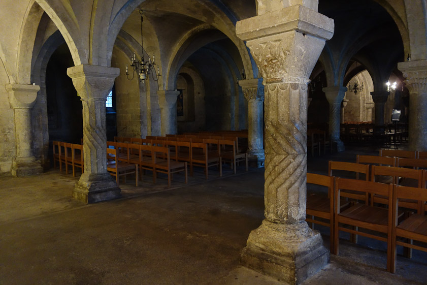 Interesting columns at the west end of the crypt.