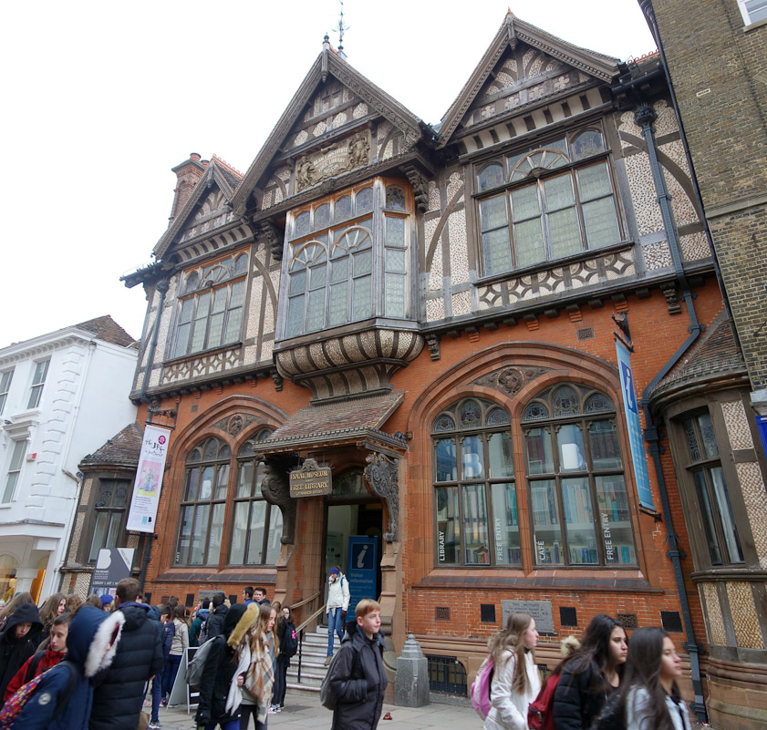 Picturesque 19c building on High Street. There were many large groups of French school kids washing through the streets of Canterbury.
