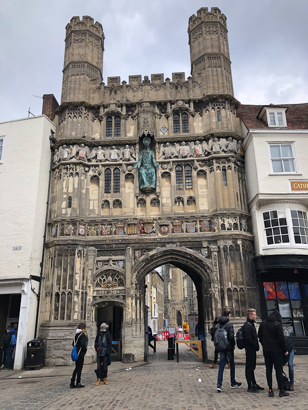 The cathedral precinct i s entered through Christ Church Gate of 1517.