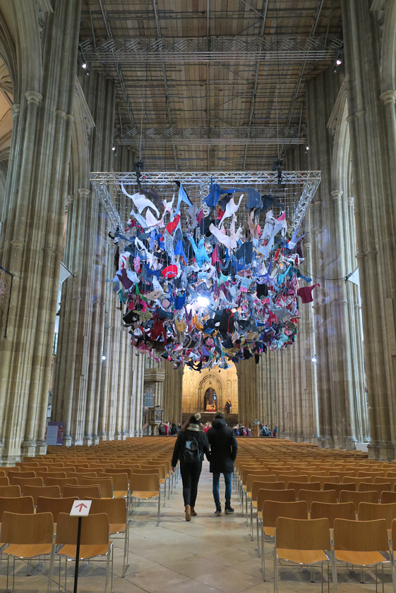 The vaults in the nave were unfortunately hidden by wood while the roof is being repaired. The nave was rebuilt 1391-1405.