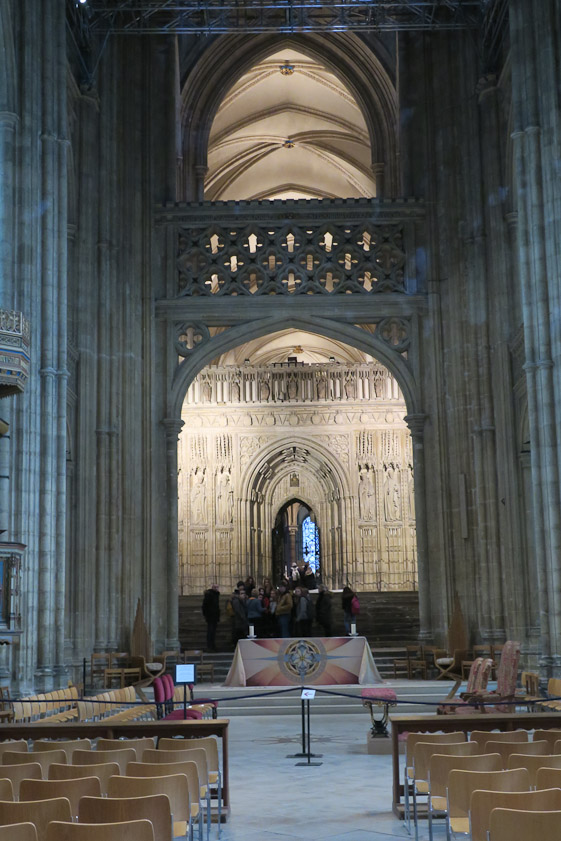 We've moved east down the nave and are looking at the crossing of the first transept and the entrance to the choir.