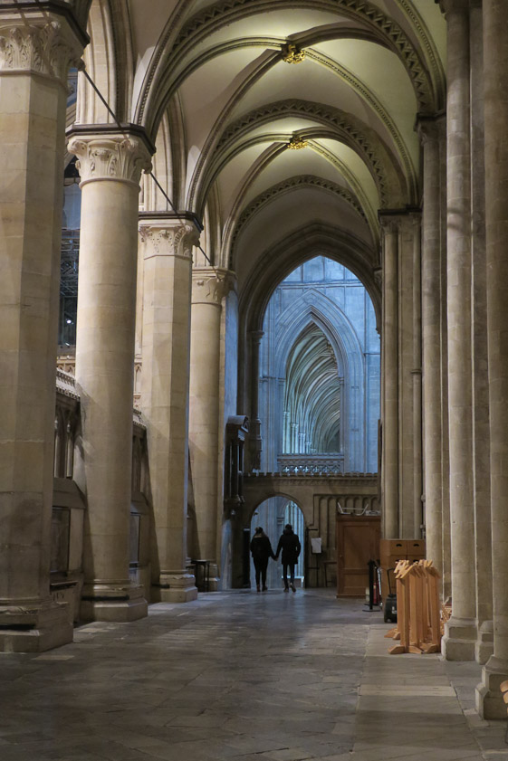 The north choir aisle, looking west.