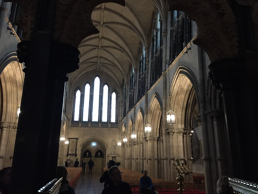 Looking west out of the choir down the nave.