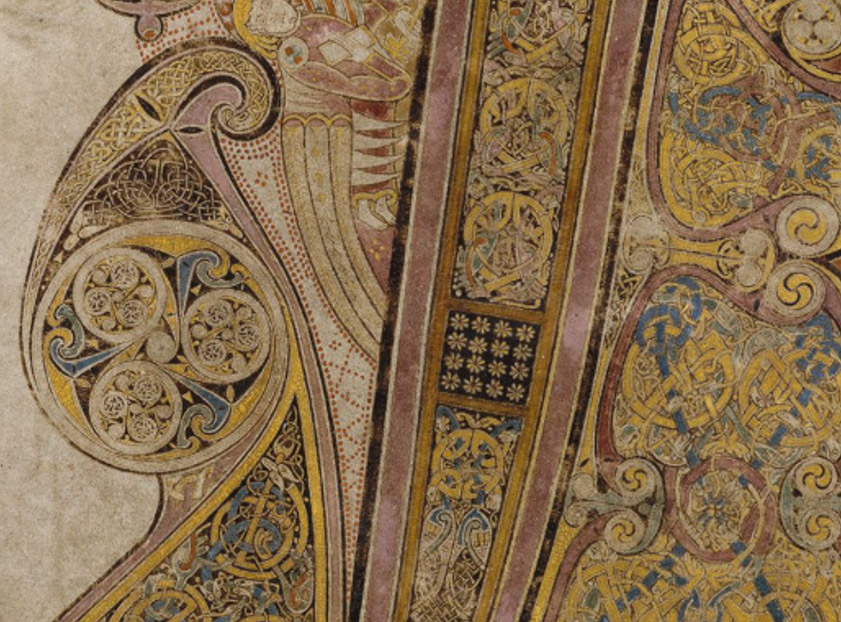 Detail from the left side of Folio 34r. This part of the page is about 76x103 mm (about 3'x4 inches)
