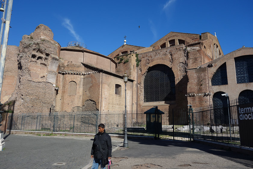 The southwest side of the Baths of Diocletian
