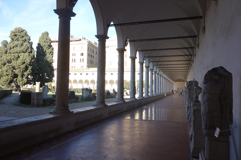 The large cloister designed by Michelangelo.