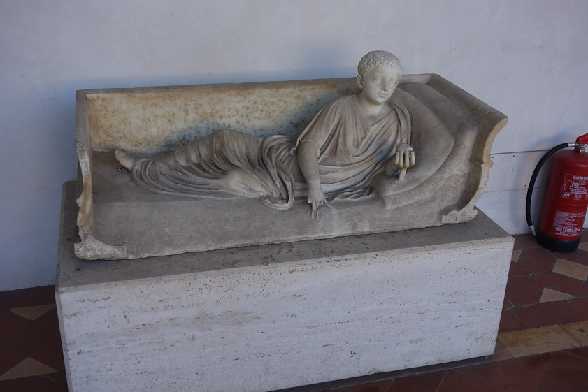 Funerary altar of Claudia Ianuaria, who died age 25. Mid 1c AD. Used in the filling of the left tower of Porta Salaria in the Aurelian walls.